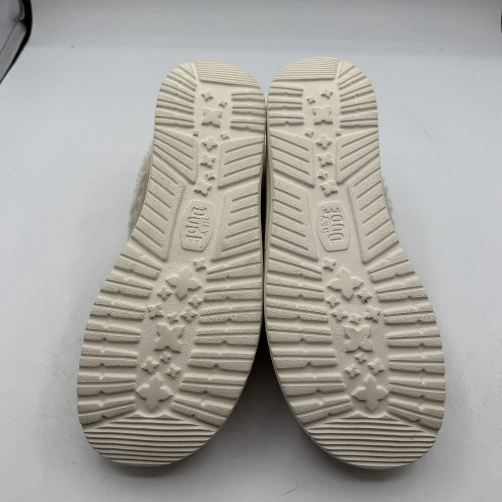 Hey Dude Wendy Fold Y Brushed Cozy Shoes Girls Sz J 5 Ivory Slip On 42143-105